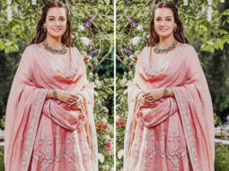 Newlywed Dia Mirza opts for pastel pink Anita Dongre anarkali set for post wedding celebration