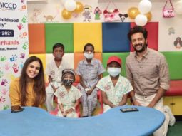 Genelia and Riteish Deshmukh spend time with kids at the Tata Memorial Hospital on 20th International Childhood Cancer Day