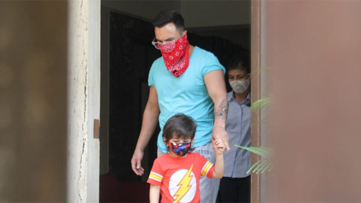 Saif Ali Khan, Kareena Kapoor Khan and Taimur spotted at Bandra