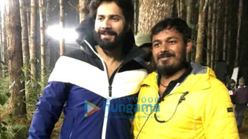 On the sets of the movie Bhediya