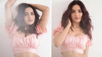 Bigg Boss 14’s Jasmin Bhasin looks beautiful in blush pink crop top and white pants