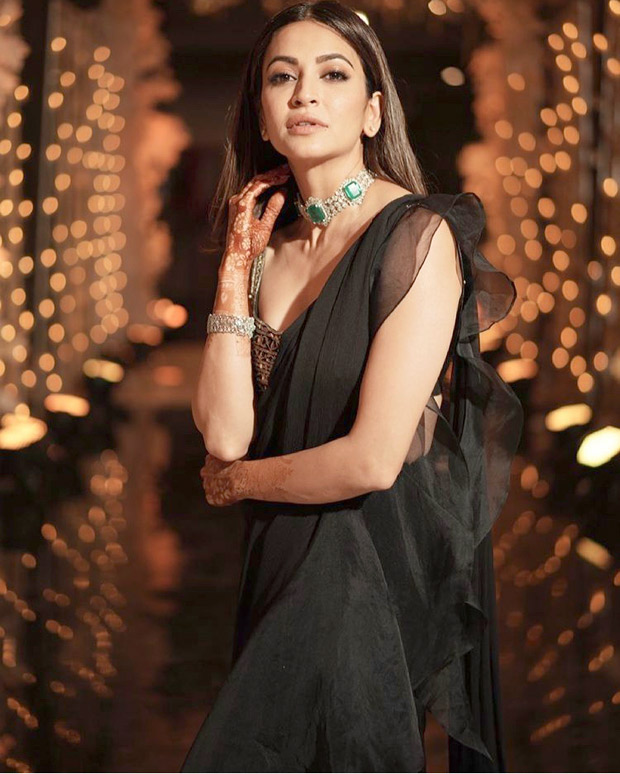 Kriti Kharbanda stuns in black organza saree worth Rs. 59,900 for ...