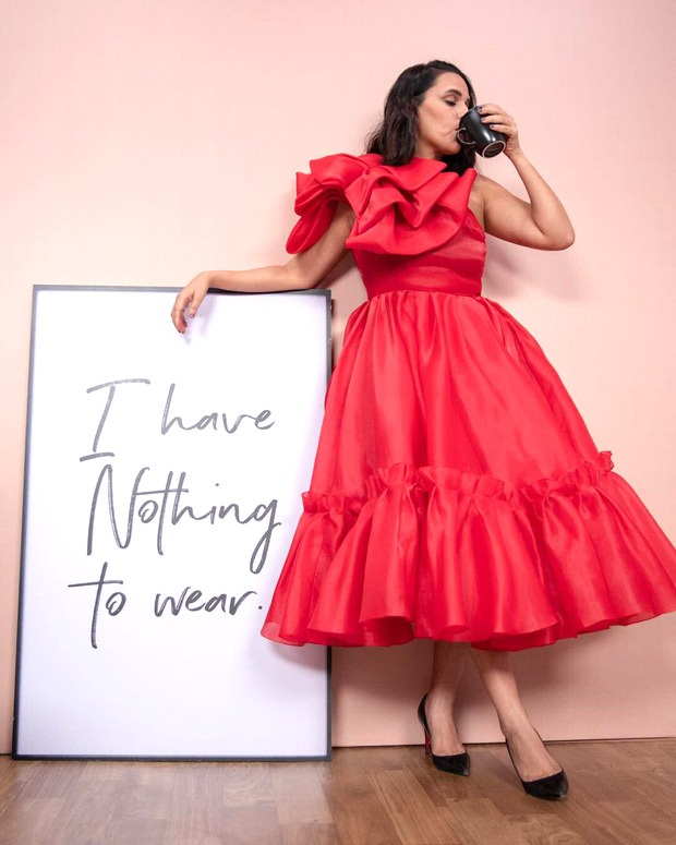 Neha Dhupia's ree midi dress worth Rs. 58,000 is an elegant statement piece you need in your closet