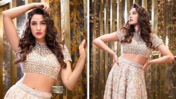 Nora Fatehi looks enchanting in ivory Abu Jani and Sandeep Khosla embellished lehenga