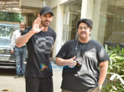 Photos: John Abraham and Milap Zaveri snapped at a dubbing studio in Juhu