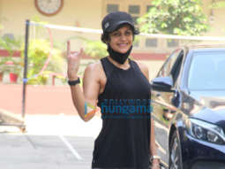 Photos: Mandira Bedi snapped at I Think Fitness in Bandra