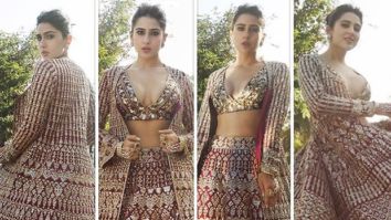 Sara Ali Khan unearths gliding and glorious affair in red and gold lehenga from Manish Malhotra’s Nooraniyat collection
