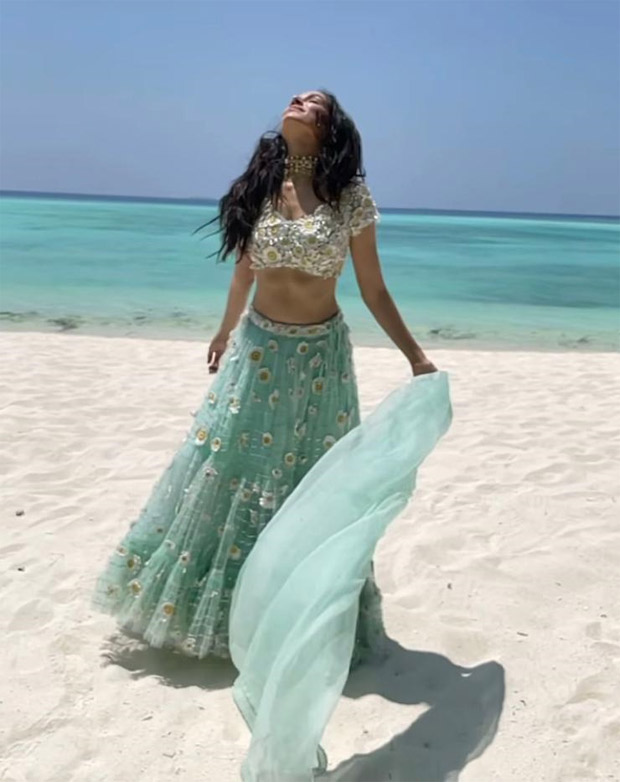 Shraddha Kapoor raises the oomph factor in blue custom-made embroidered lehenga for cousin Priyanka Sharma's haldi festivities