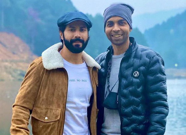 Varun Dhawan strikes a pose with Abhishek Banerjee on the sets of Bhediya