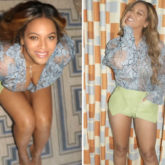 Beyoncé sets the internet ablaze in glamourous shots, dons sheer snakeskin top and green mini-shorts
