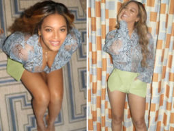 Beyoncé sets the internet ablaze in glamourous shots, dons sheer snakeskin top and green mini-shorts