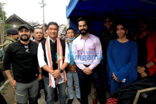 On the sets of the movie Bhediya