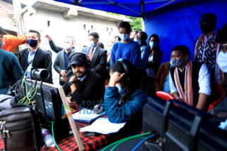 On the sets of the movie Bhediya