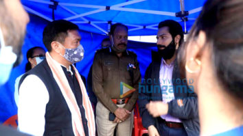 On the sets of the movie Bhediya