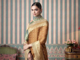 Deepika Padukone looks ethereal in ochre yellow Banarasi silk saree by Sabyasachi Mukherjee
