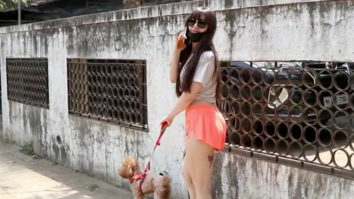 Giorgia Andriani spotted outside her house with her dog