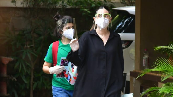 Karisma Kapoor with son spotted at Kareena Kapoor Khan’s house