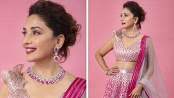 Madhuri Dixit looks pretty in blush pink Amit Aggarwal metallic lehenga worth Rs. 1.65 lakhs Madhuri Dixit looks pretty in blush pink Amit Aggarwal metallic lehenga worth Rs. 1.65 lakhs