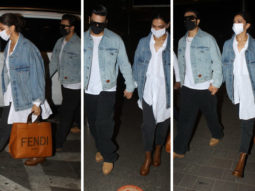 Ranveer Singh and Deepika Padukone leave for Bengaluru donning matching outfits, actress carries luxury Fendi tote worth Rs. 2.1 lakhs