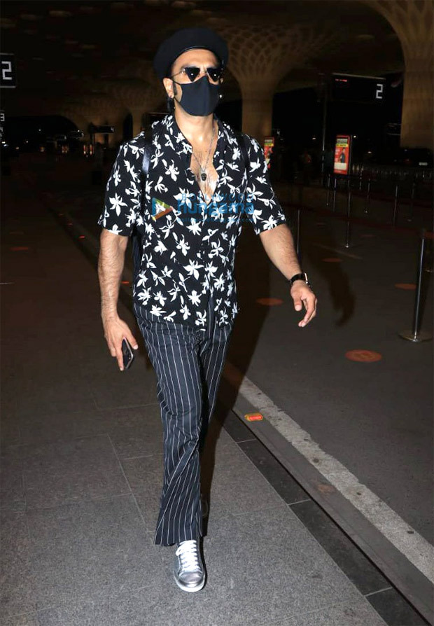 Ranveer Singh gives major style inspiration in floral black shirt, striped trousers and a beret