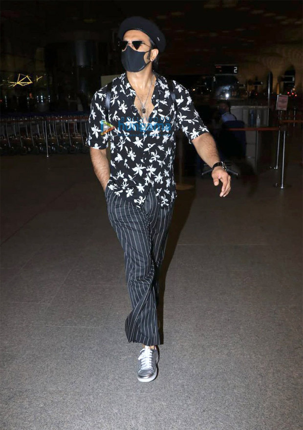 Ranveer Singh gives major style inspiration in floral black shirt, striped trousers and a beret