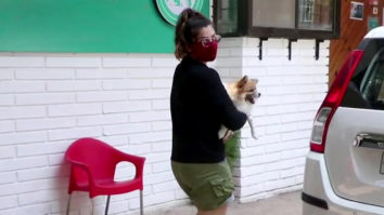 Raveena Tandon with her pet dog spotted at a clinic in Bandra