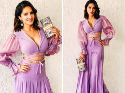 Sunny Leone takes on summer pastels in lavender co-ords featuring midriff flossing worth Rs. 29,950
