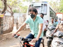 Vijay rides a bicycle to cast vote during Tamil Nadu elections 2021, massive crowd erupts to see Thalapathy