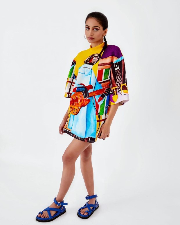 Banita Sandhu dons vibrant printed shirt dress worth Rs. 30,000; follows with latest flip flop trend