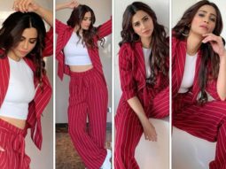 Daisy Shah nails formals with casual look in pinstriped suit