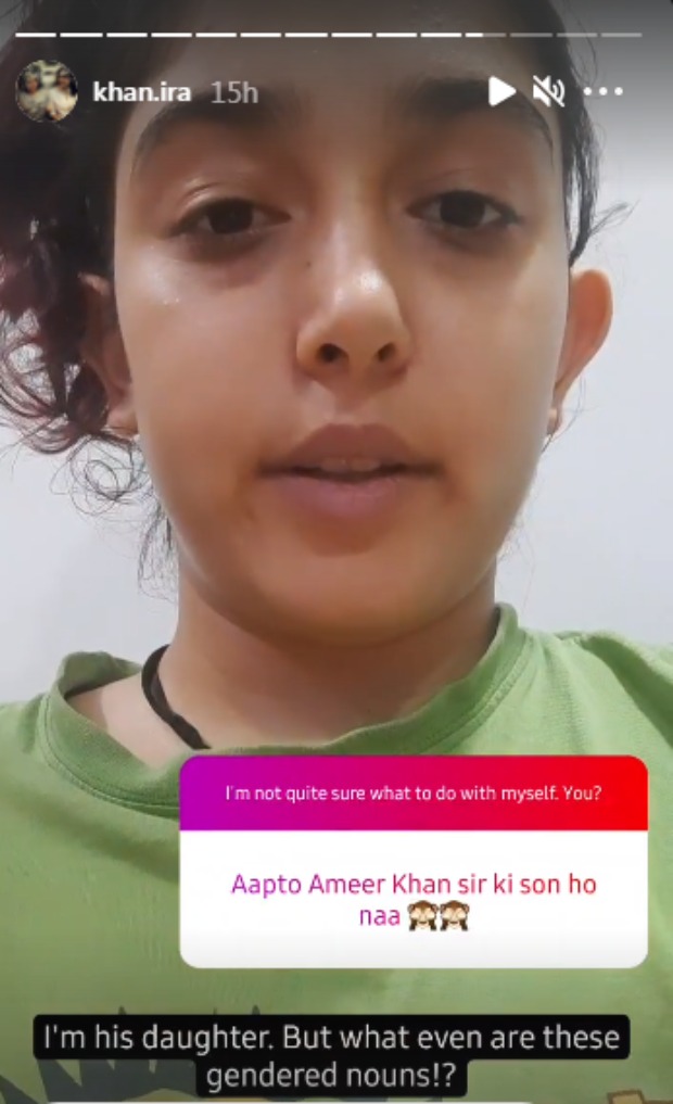 Ira Khan has a problem with gendered nouns, calls out a user for addressing her as Aamir Khan's son