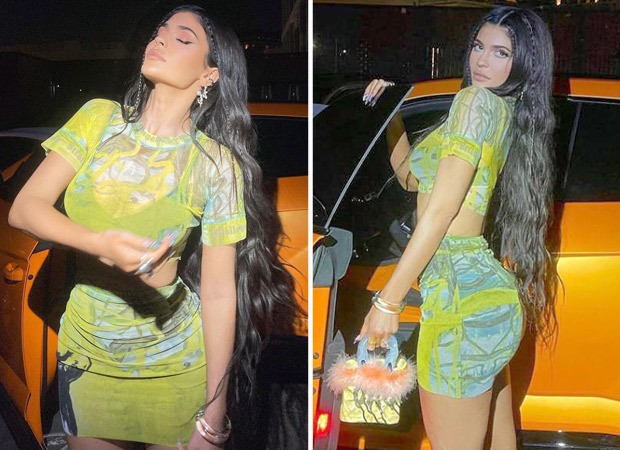 Kylie Jenner goes monotone in lime green mesh top and mini-skirt; poses with her Lamborghini Urus worth over Rs. 3.10 crores