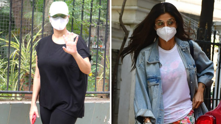 Neha Dhupia and Shilpa Shetty spotted in Bandra
