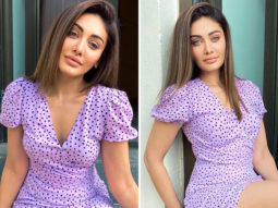 Shefali Jariwala keeps it summery in lilac polka dot mini dress and soft glam look