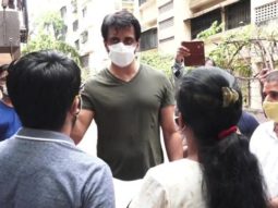Sonu Sood meets with some needy people outside his building