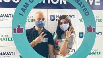 Kajal Aggarwal takes the first jab of COVID vaccine; bumps into Anupam Kher at the vaccination center