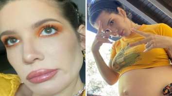 Halsey flaunts her baby bump, is a ray of sunshine in yellow makeup matching with her t-shirt