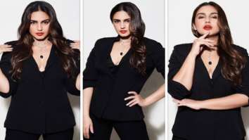Huma Qureshi dons plunging neckline pantsuit and pairs it with a bold red lip Huma Qureshi dons plunging neckline pantsuit and pairs it with a bold red lip