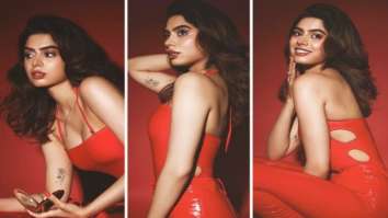 Khushi Kapoor pairs red cut-out swimsuit worth Rs. 7,000 with fiery red leather pants in glamourous photoshoot