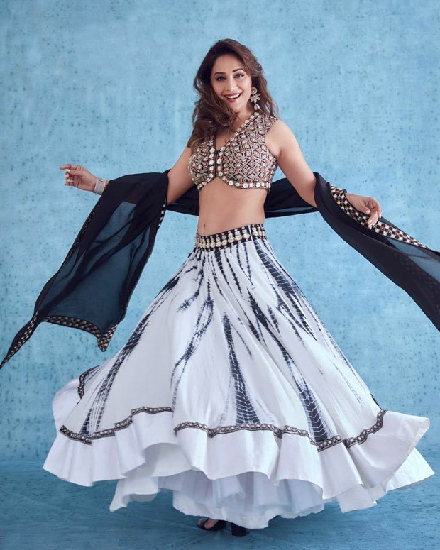 Madhuri Dixit is a pinnacle of extravagance in tie-dye print lehenga worth Rs. 53,760