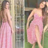 Nia Sharma opts for summer’s breakout checkered print trend; dons plunging neckline and thigh-high slit maxi dress
