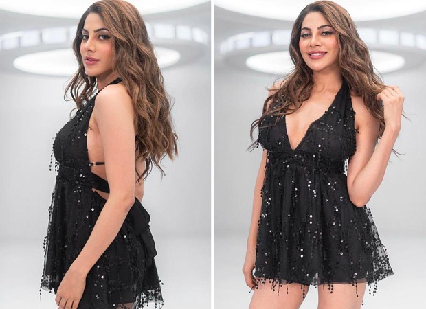 Nikki Tamboli exudes ultimate extravagance in sexy mini black sequin dress with plunging neckline