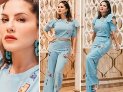 Sunny Leone follows the season or pastels, poses in a trendy blue co-ord set