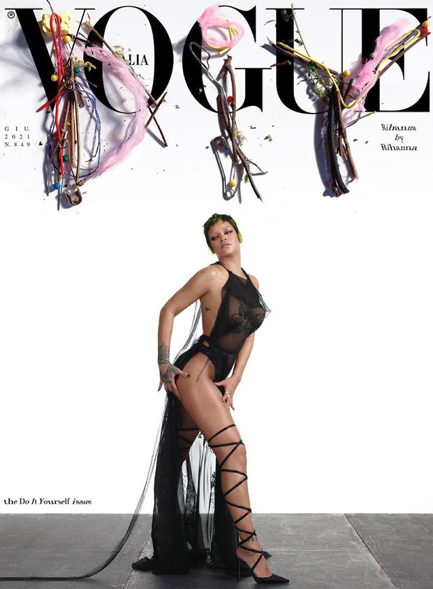 Rihanna exudes sexiness in risky sheer backless dress on the cover of Vogue Italia