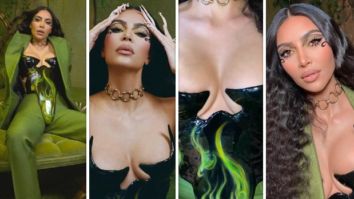 Kim Kardashian looks alluring in venomous green corset, pants and blazer with intricate makeup Kim Kardashian looks alluring in venomous green corset, pants and blazer with intricate makeup