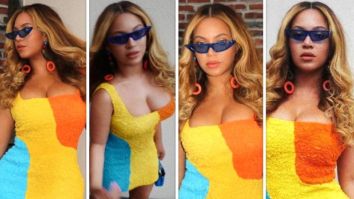 Beyoncé colour blocks in yellow Mara Hoffman mini dress worth Rs. 51,000 and micro purse