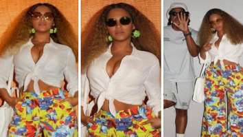 Beyoncé pairs Christopher John Rogers floral yellow wide-legged trousers with white shirt as she heads for lunch date with Jay Z
