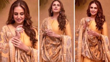 Huma Qureshi looks ethereal in mustard anarkali dress on the occasion of Eid