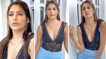 Isqhbaaz actress Surbhi Chandna makes a bold statement in black lace top paired with denim mini skirt