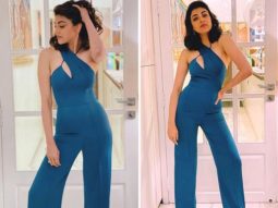 Kajal Aggarwal makes a statement in halter neck teal jumpsuit for belated birthday celebrations